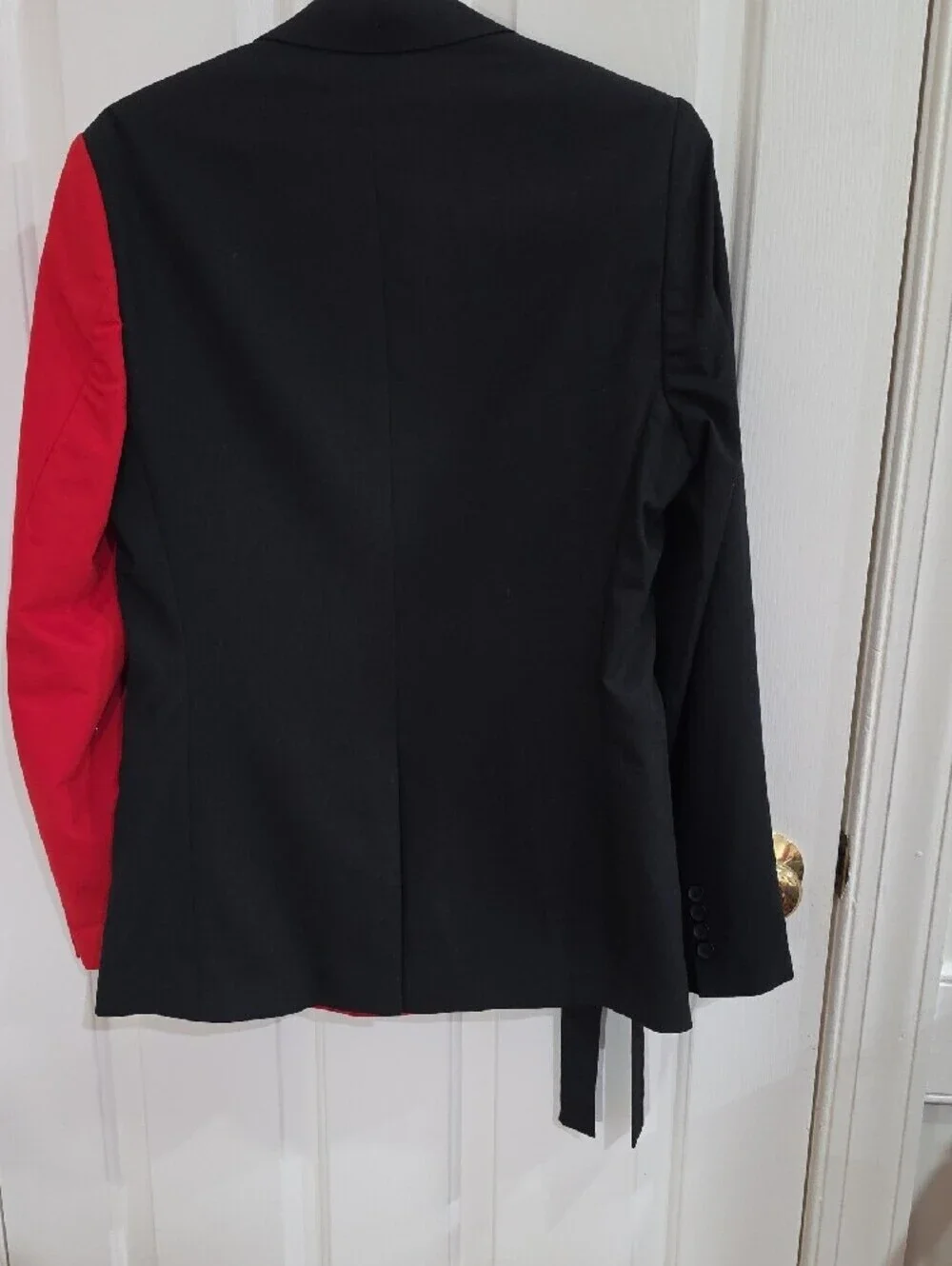 boohooMAN Slim Fit Colour Block Belted Suit Set Black & Red Love Island 36R 30R